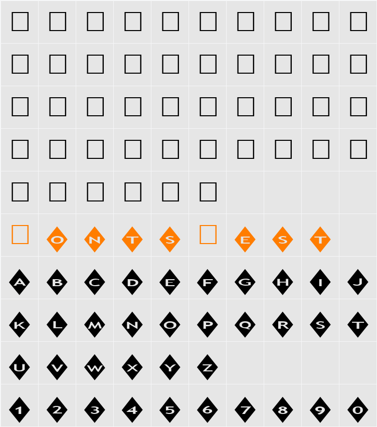 AlphaShapes diamonds Character Map