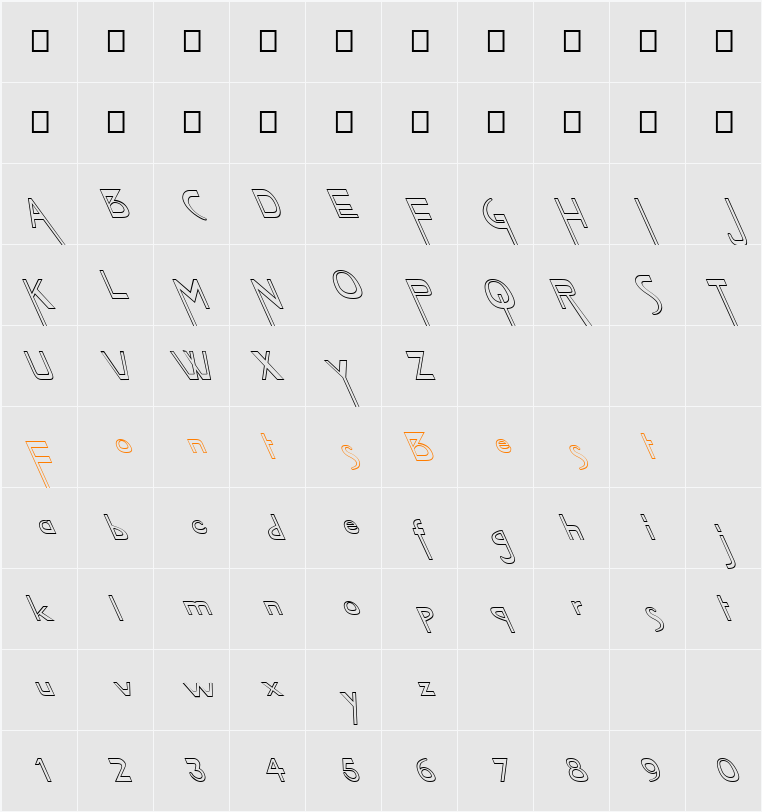 FZ JAZZY 45 HOLLOW LEFTY Character Map