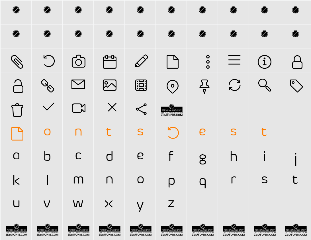 Byom Icons Character Map