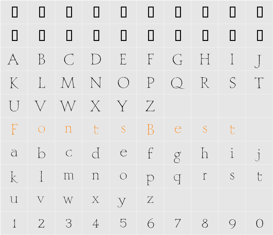 Mithras ITC TT Character Map