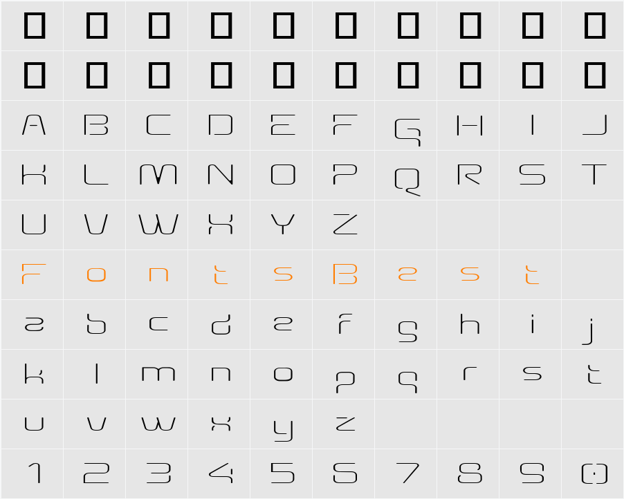 Aunchanted Thin Expanded Character Map