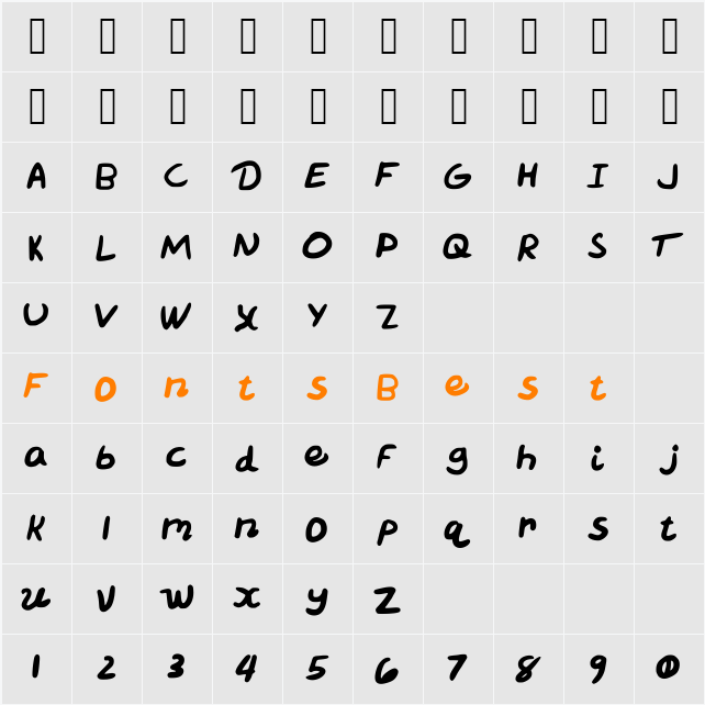 CreatiCredad Character Map