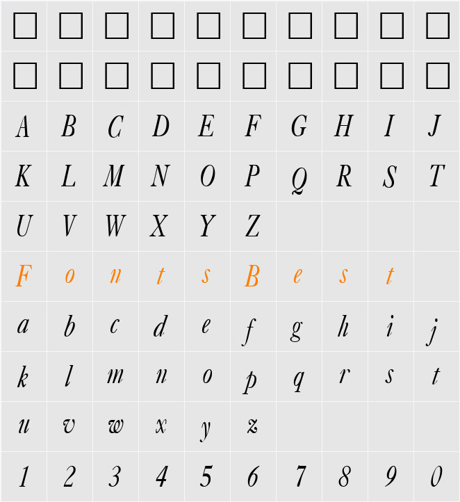 CasqueCondensed Character Map