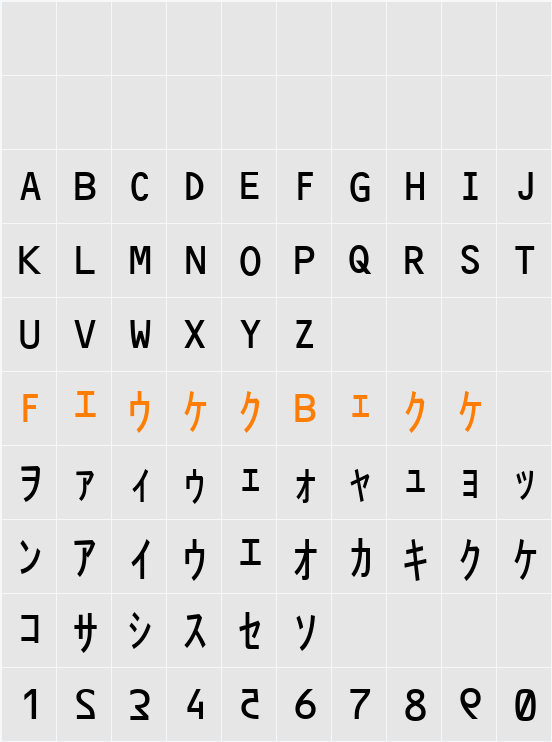 Matrix Code NFI Character Map