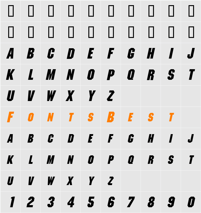 MetalEncasement Character Map