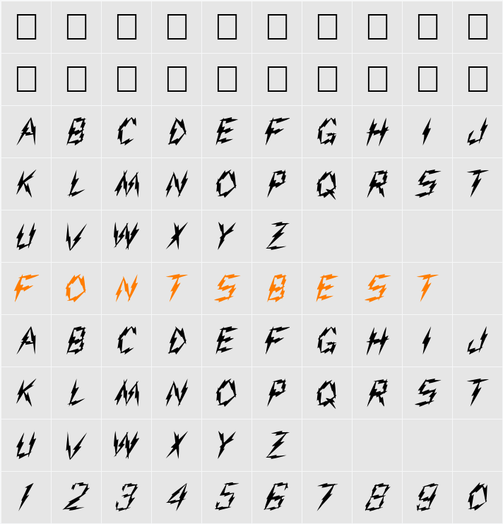 FZ UNIQUE 19 Character Map