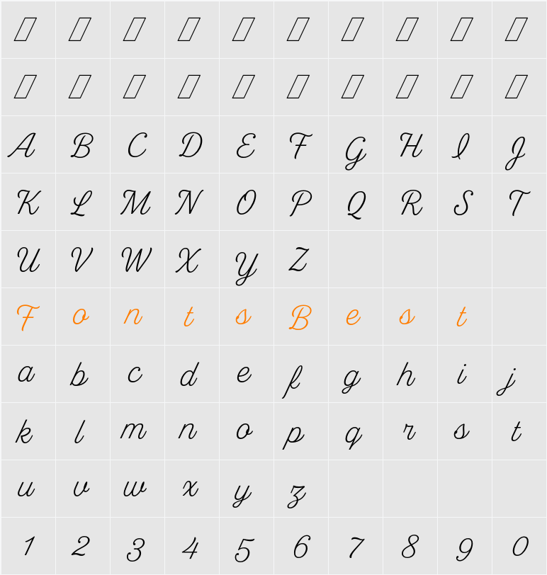 Stash Light Character Map