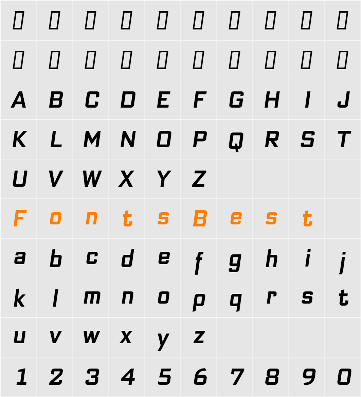 Bank Sans EF CY Condensed Character Map