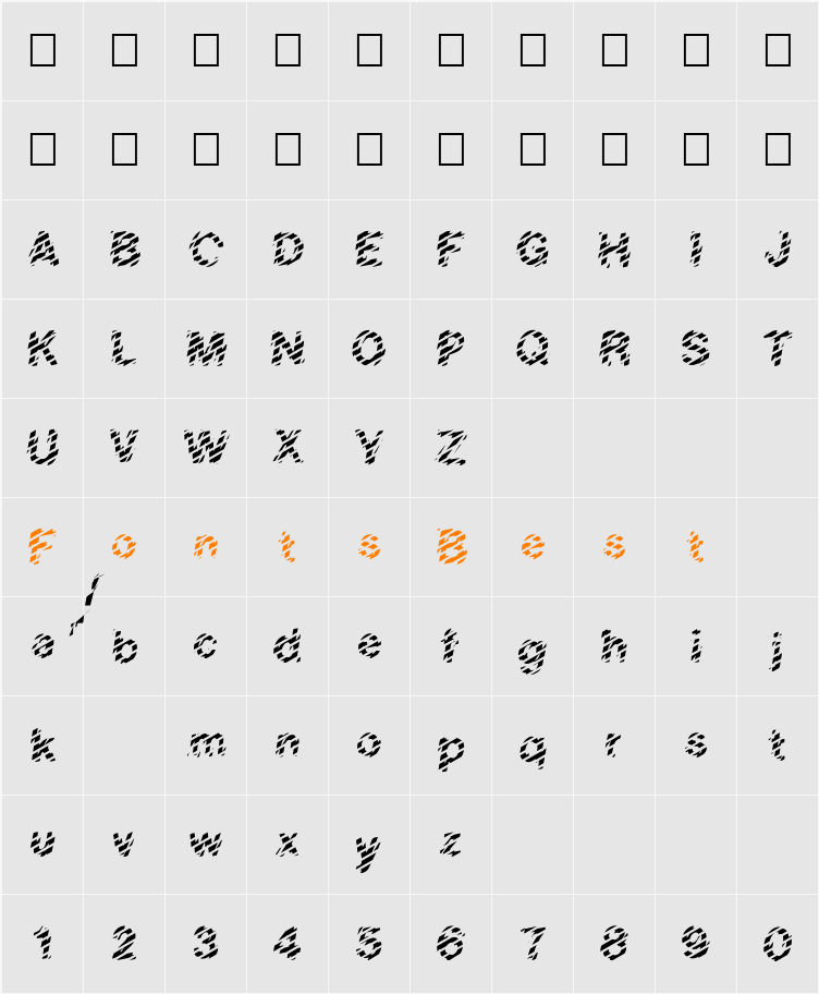 FZ UNIQUE 20 STRIPED Character Map