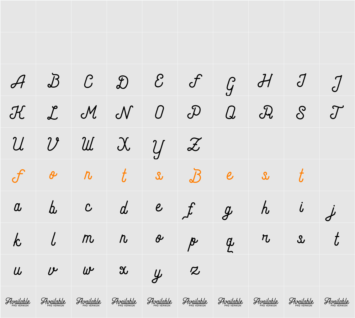 Andara Script Character Map