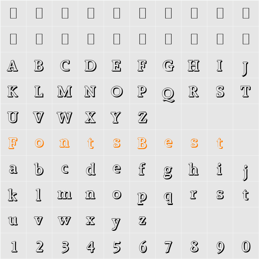 AliBeckerShadow-Medium Character Map