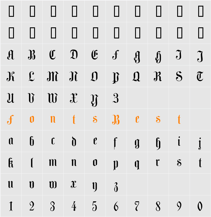 Camden Text Character Map