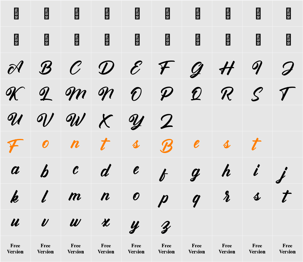 Antonellie Calligraphy Demo Character Map