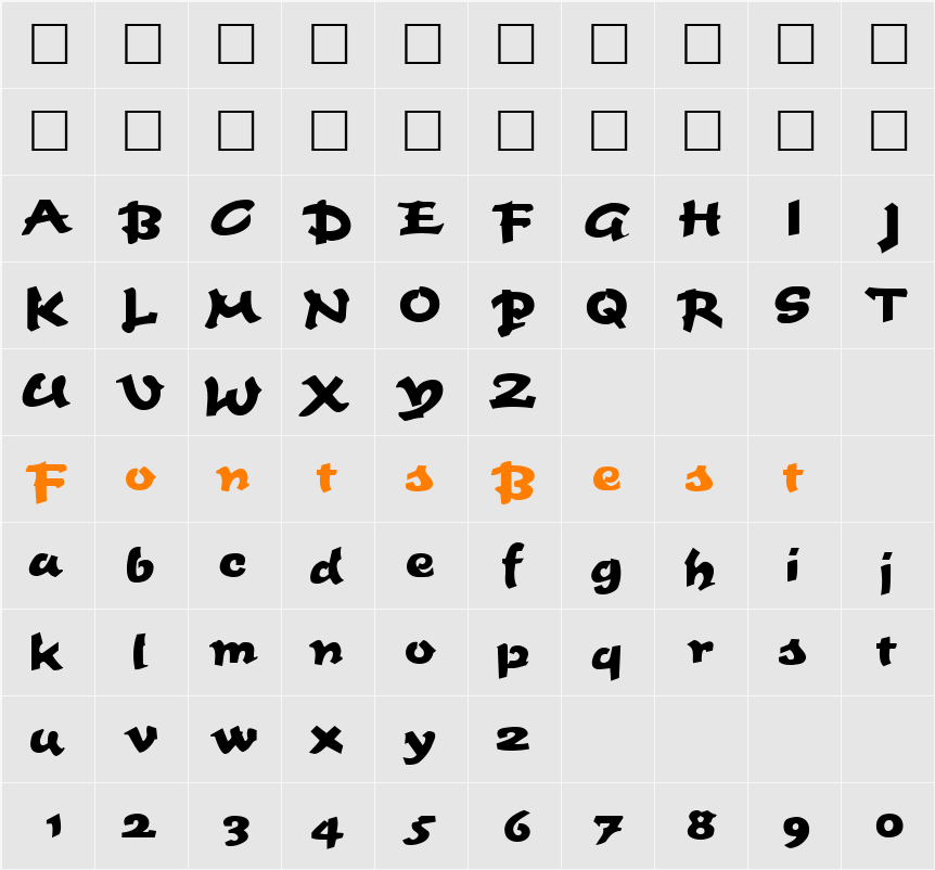 Fettash Character Map