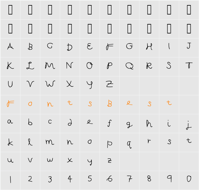 Capella Calligraphy Character Map