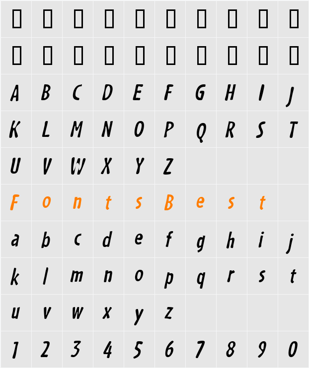 Cafecoco Character Map