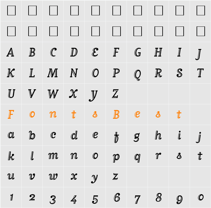 MatrixInlineScriptOldstyle Character Map