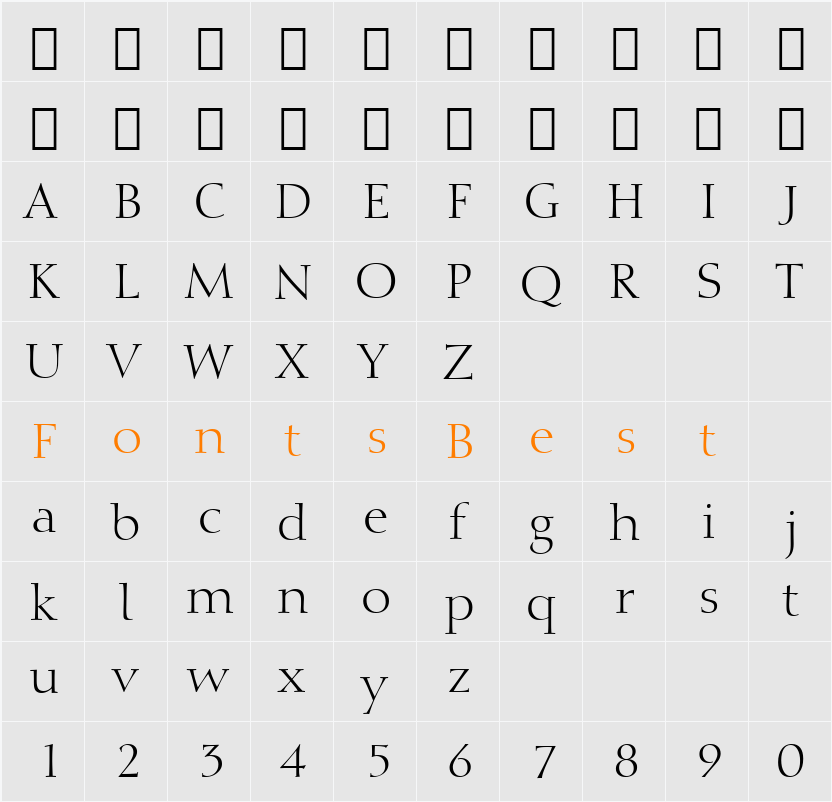 Calligraph810 BT Character Map