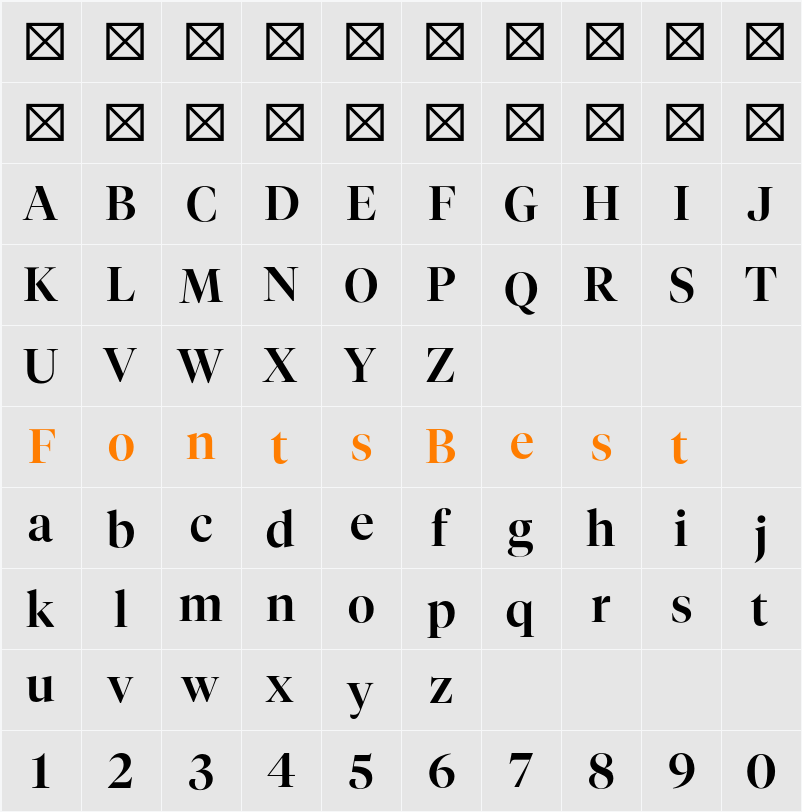 Tiempos Fine Medium Character Map