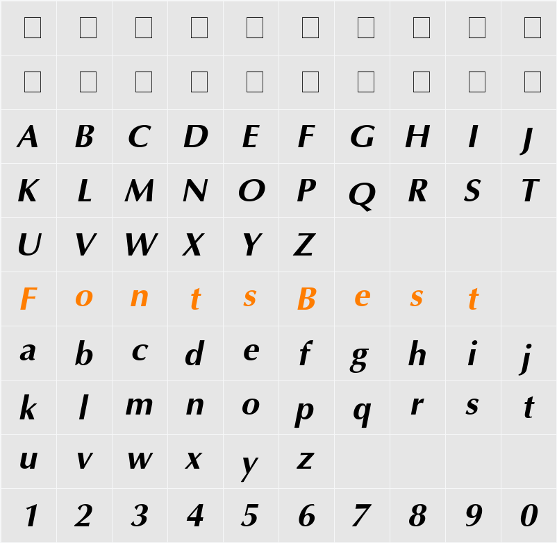 AGOptimaCyr Character Map