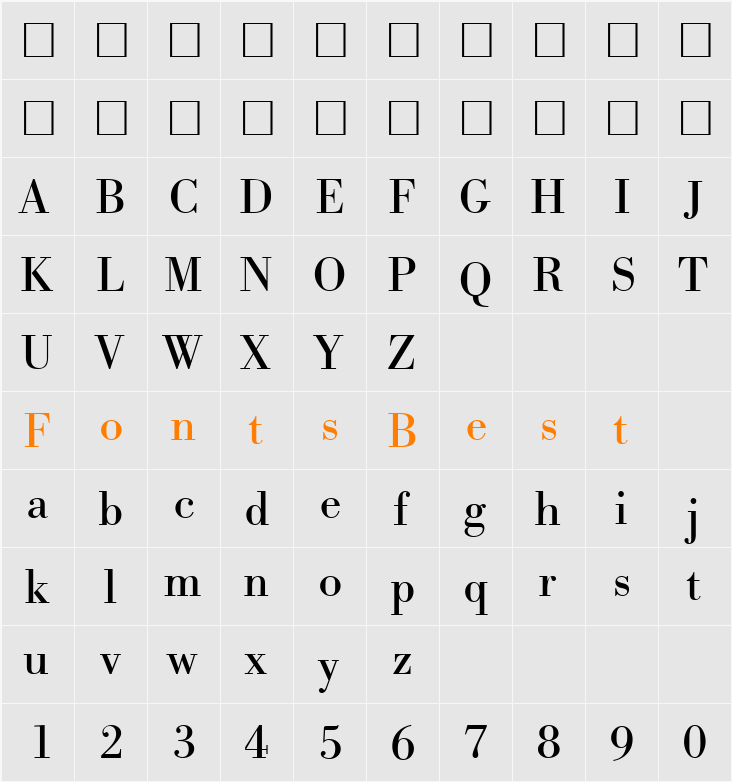 ModernBodoni Character Map