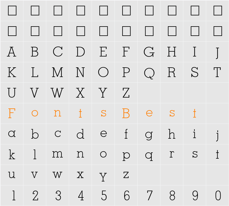 MesaLight Character Map