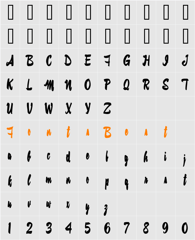 ConiScriptSSK Character Map