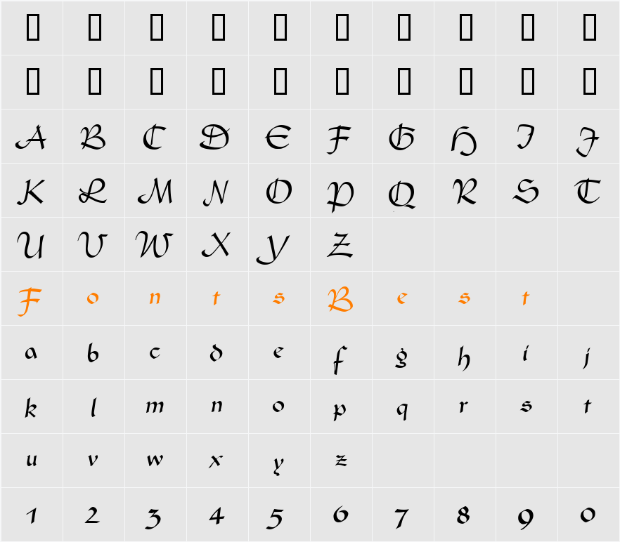 Cardigan Character Map