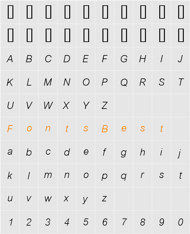 CordiaDSE Character Map