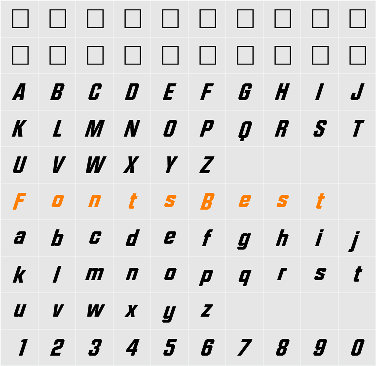 FacetHeavy-Xitalic Character Map