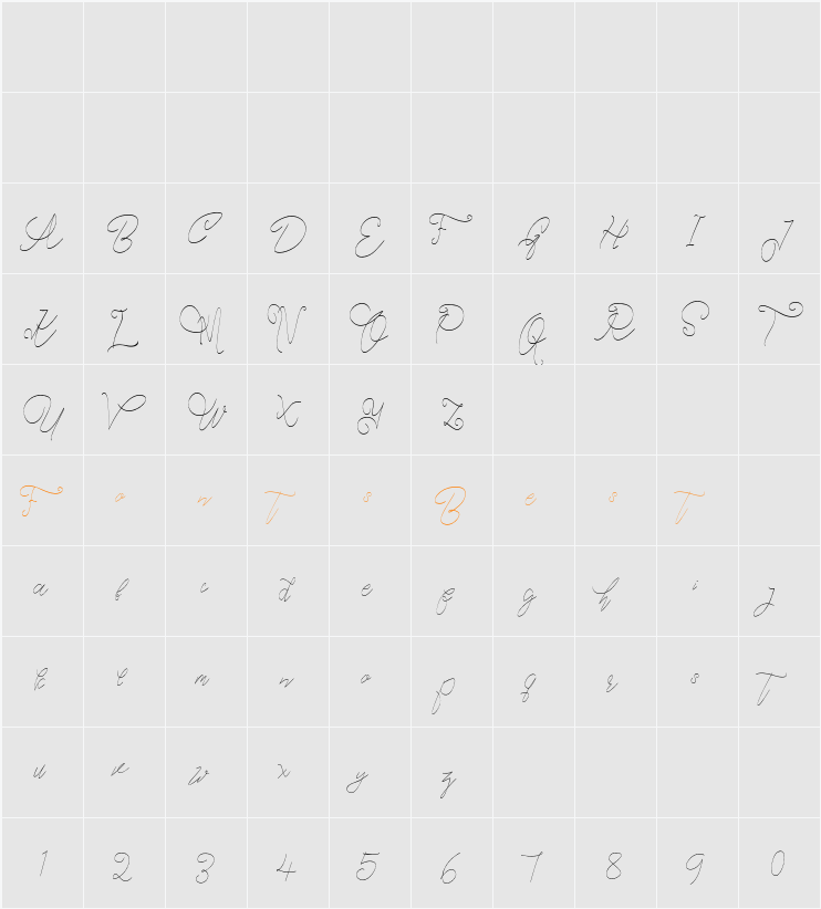 Cecilia Script Character Map