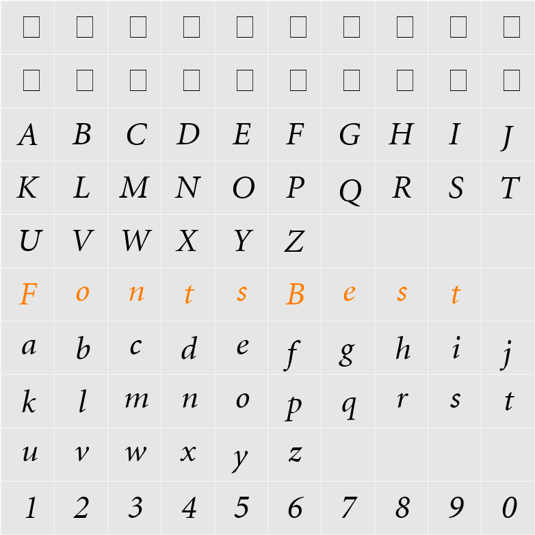 Atlantix SSi Character Map