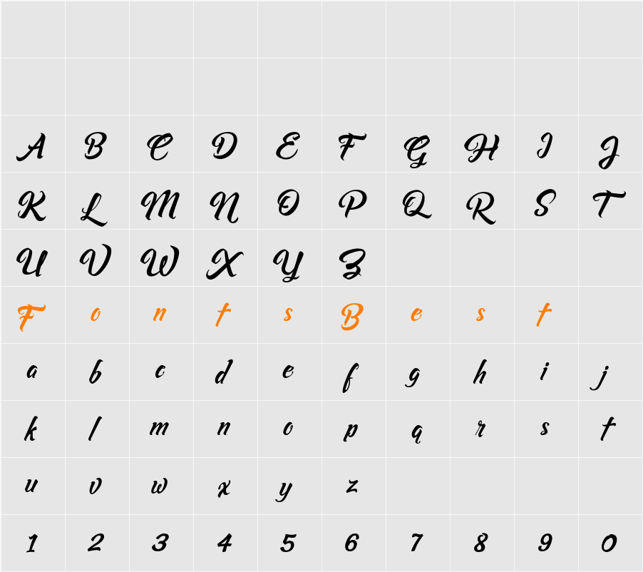 Asiyah Script Character Map