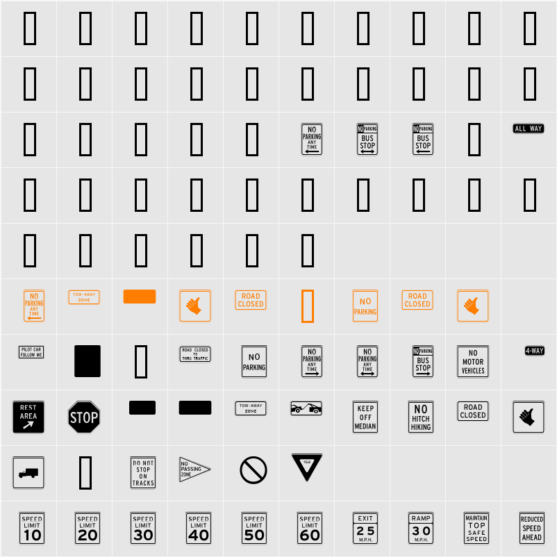 InterstatePi Character Map