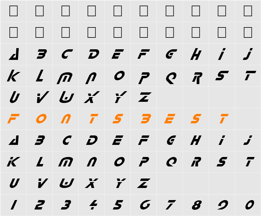 FZ UNIQUE 35 ITALIC Character Map