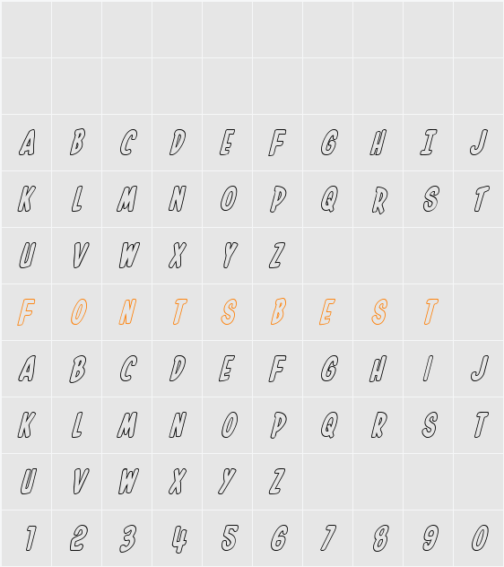 In-House Edition Outline Italic Character Map