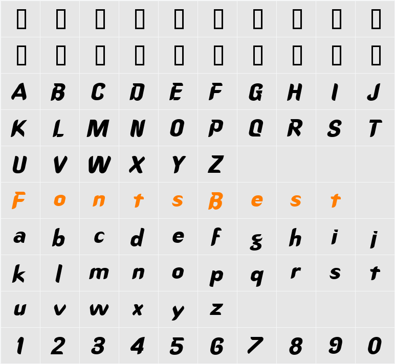 Callimarker-Extended Character Map