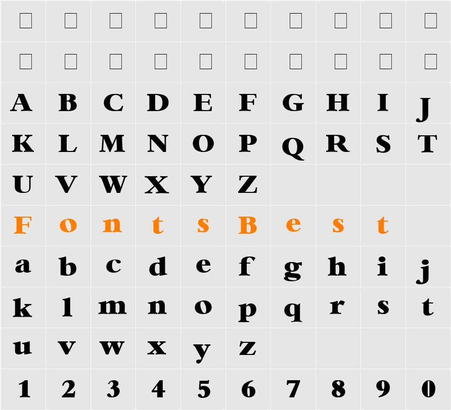 Ingenue Display SSi Character Map