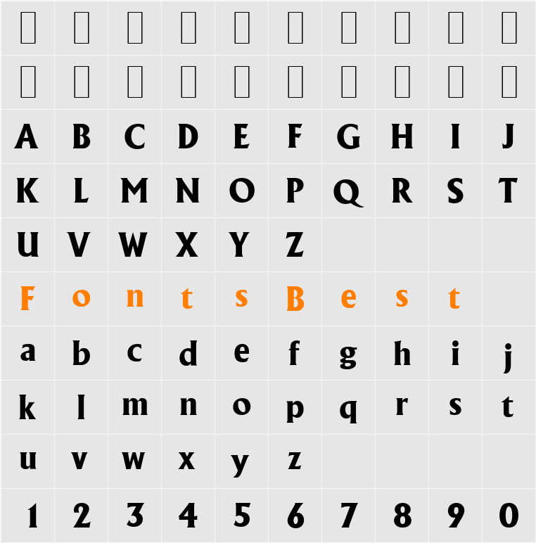 AdelonSerial-Xbold Character Map