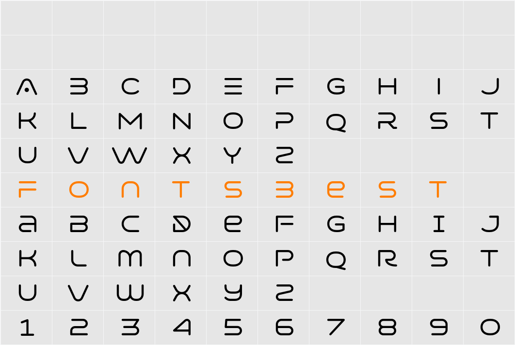 Varino Light Character Map