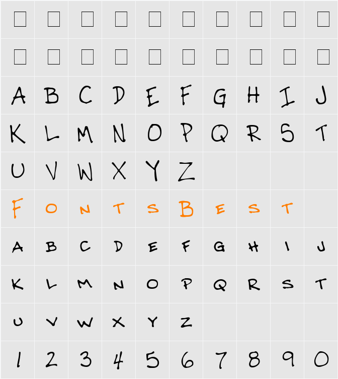 CrosbysHand Character Map