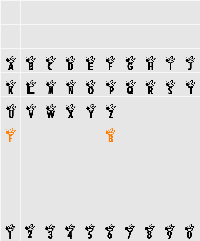 AEZ buzz buzz Character Map