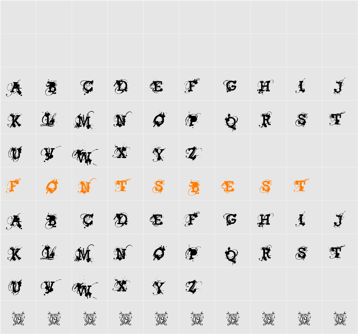 American Bravado Character Map