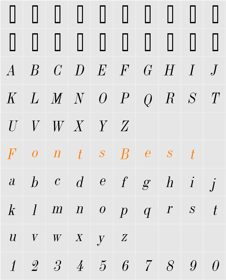 Indy 17 Character Map