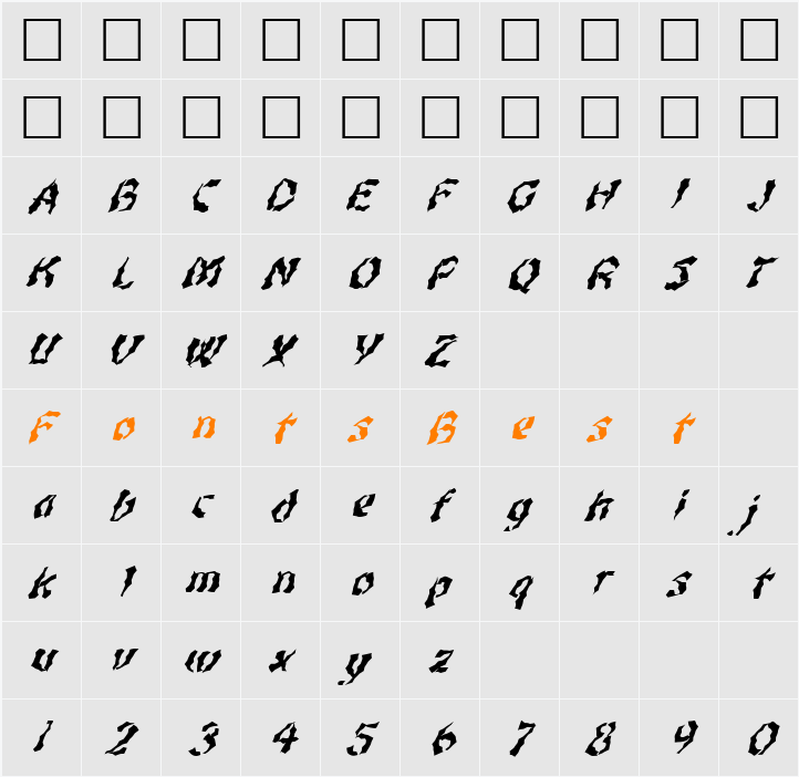 FZ WACKY 47 ITALIC Character Map