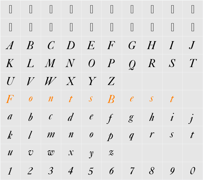 CaslonNo540D Character Map