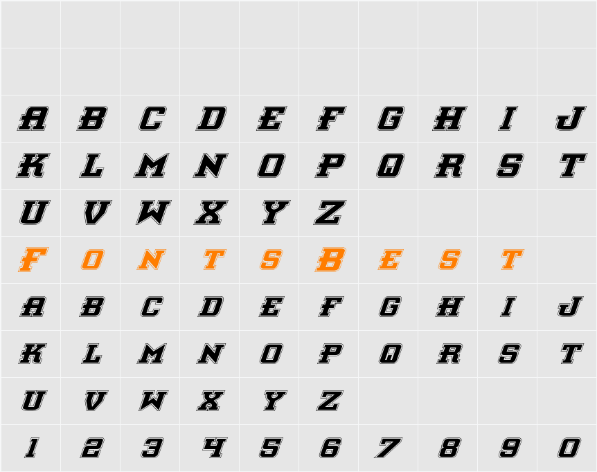 Interceptor Pro Italic Character Map