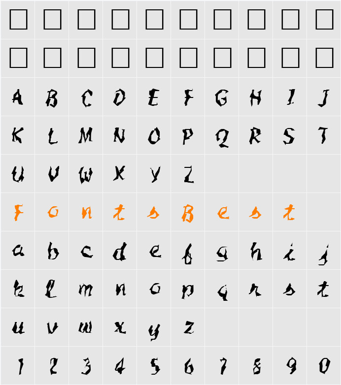 FZ WACKY 54 Character Map