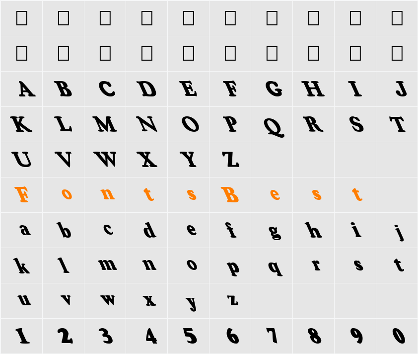 FZ ROMAN 8 LEFTY Character Map