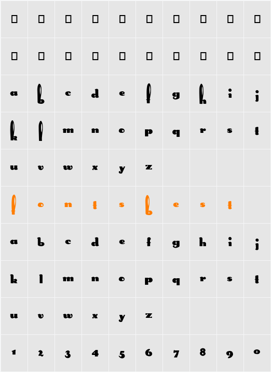 FZ UNIQUE 41 Character Map